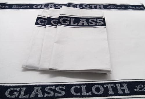Image of Lex's Linens Pack of 4 Linen Union Glass Cloths (Black)