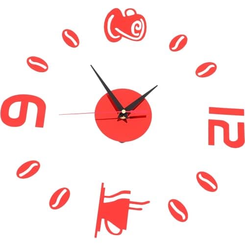Image of KJHBV Silent Non-ticking with Wall Clock Acrylic 3d Mirror Effect in Red, Vintage Retro Style, Accurate Timekeeping, Powered by 2 Aa Batteries Color Bedroom Wall Clock for