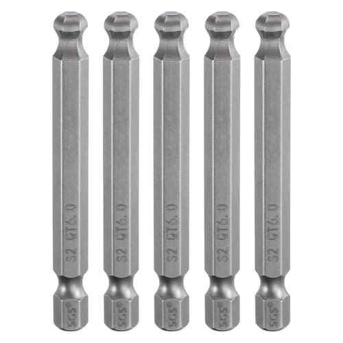 Image of sourcing map 5pcs Ball End Hex Screwdriver Bit 6mm (H6.0) Tip 1/4" Hex Shank 65mm (2.56") Long Magnetic Ball Head Bits Industrial Grade S2 Steel Metric Screw Driver Bit