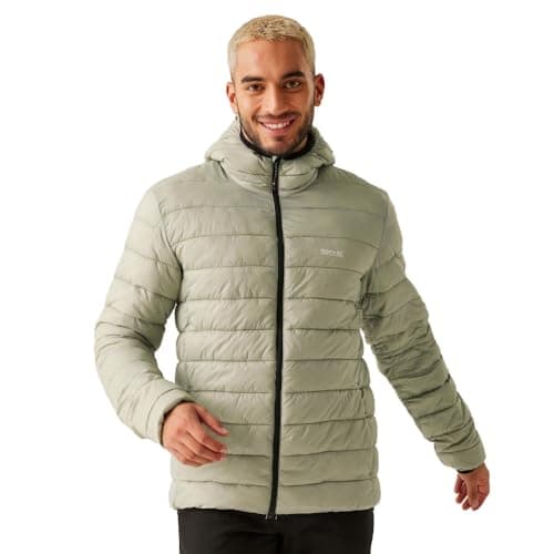 Image of Regatta Hooded Marizion Baffled Jacket, Insulated & Padded, Water Repellent& Lightweight - Suitable For Hiking & Walking, Grey/Green, S