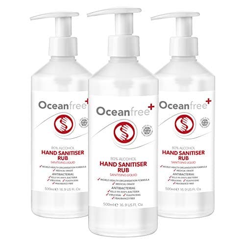 Image of 80% Alcohol Hand Sanitiser Liquid Rub - 3x 500ml Pump Bottle - Certified Surgical/Medical Grade - Made in the UK (Pack of 3)