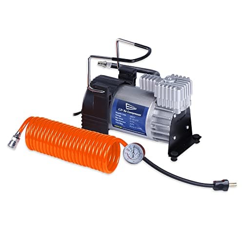 Image of Streetwize - Kruga Metal 12V Air Compressor - 5 Metre Coil - Tyre Inflator, Analogue Pressure Gauge