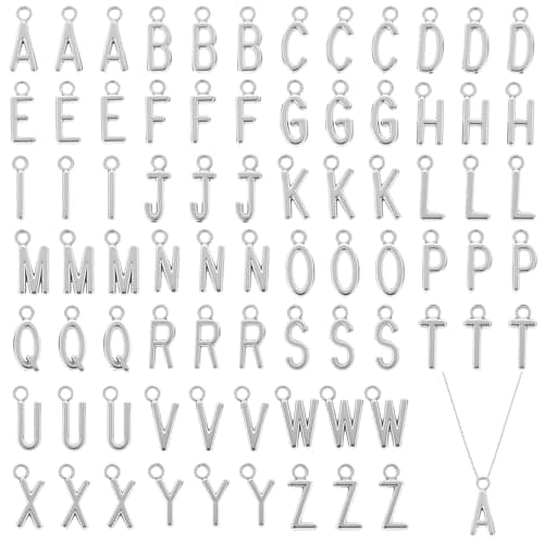 Image of 78 Pcs Letter Charms, Alloy Small Charm for Jewelry Making Bright Silver Alphabet Charm Capital A-Z Charms for DIY Bracelet Necklace Pendants Earring Jewelry