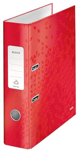 Image of Leitz Wow 180° Lever Arch File, Red Lever Arch File, A4 Folder, 80 mm Spine Width, 10050026