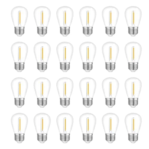 Image of Bkrtura 24-Pack S14 Garden LED String Lights Bulb, 1W Waterproof Outdoor Bulbs, Warm White 2200K Decorative Hanging Light Bulbs Replacement, for Wedding Party Patio Yard Christmas