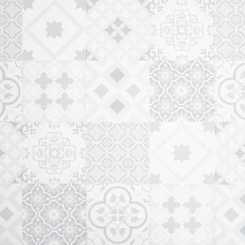 Image of Underfoot Victorian Style Mosaic Tile Effect Laminate Flooring Pack Vintage Click Fit Laminate Floor Planks - 2.92m² Coverage Per Pack (Grey/White)