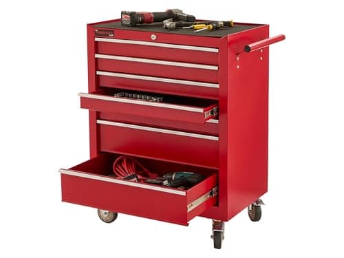 Image of The Workplace Depot Rolling Tool Box – Heavy-Duty Steel, 7 Lockable Drawers, Rust-Resistant Red – Mobile Storage Cabinet for Workshops & Garages