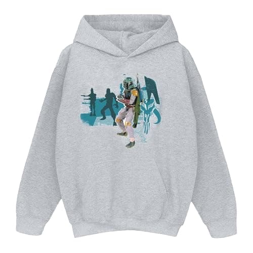 Image of Star Wars Boys Boba Fett Modern Hoodie 9-11 Years Sport Grey