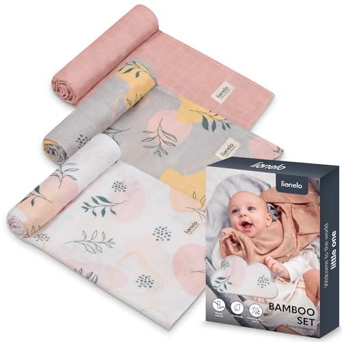 Image of lionelo Muslin Cloths For Baby BAMBOO SET 3 Muslin Squares 70x70cm Baby essentials for Newborn, Pleasant 100% Natural Bamboo Cotton, hypoallergenic, antibacterial, absorbs moisture & Odors