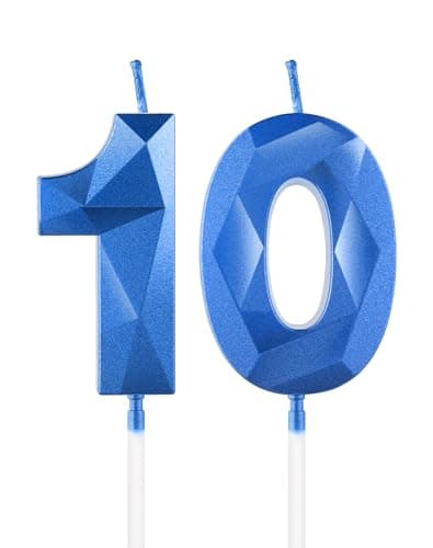 Image of Royal Blue 10th Birthday Candles, 3D Number 10 Candle for Cake, Boy Girl 10th Birthday Decorations,Sapphire Candle Topper Blue Cake Decorations for Birthday Party Wedding Anniversary Supplies