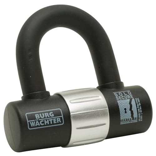 Image of Sterling 100D 16mm Heavy Duty Sold Secure Diamond & Gold Padlock U Lock - Black