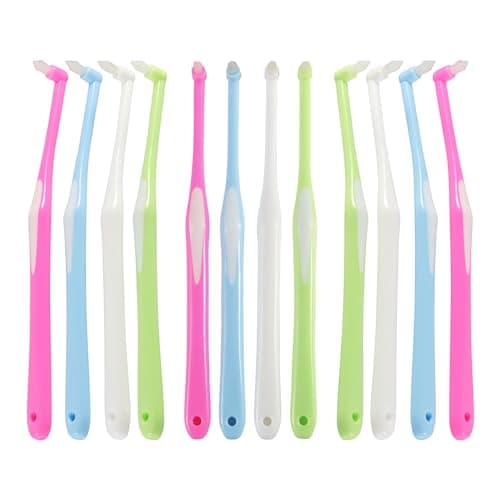 Image of SYEYCW 12 Pcs Single Tufted Toothbrush, Orthodontic Toothbrushes, Interspace Toothbrushes, Soft Single Tufted Toothbrush for Detail Cleaning and Orthodontic Braces, for Sensitive Gums Deep Cleaning