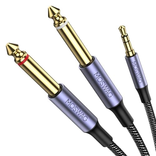Image of MOSWAG 3.5mm 1/8" TRS Male to 2X 6.35mm 1/4" TS Male Mono Stereo Y-Cable Splitter 10FT/3Meter Compatible for Home Stereo Systems,Laptop,Amplifier,Mixer Audio Recorder,MP3,etc