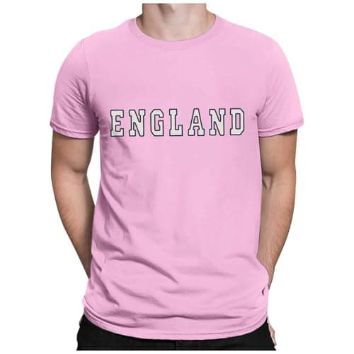 Image of Fashion British Style Letter Print Crew Neck Short Sleeve Casual T Shirt Men Women (1) Ribbed Shirt Women, pink, XL