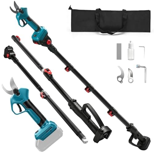 Image of Cordless Electric Pruning Shears with Pole for Makita 18V Battery (NO Battery), 15Ft Long Reach, 1.2'' Cutting Diameter, Brushless Motor, LCD Display, for Tree Branch Flower