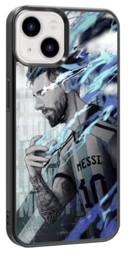Image of EZB Messi Themed Compatible with iPhone Case | Flexible Shock Absorbant Cool Football Themed Phone Cover | Lionel Messi (iPhone 14 Pro Max) Blue