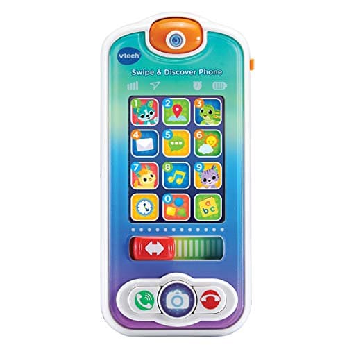 Image of VTech Swipe & Discover Phone, Play Phone for Baby Girls & Boys, Interactive Toy with Lights and Sounds, Phone Toys for Babies, Learning Toy with Animals and Numbers, Ages 6 Months+, English Version