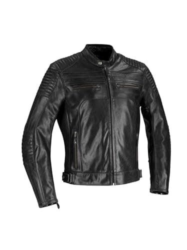 Image of Cafè Race Bering Morton Black Leather Jacket with Protectors - Size S