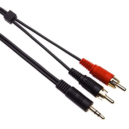 Image of Keple | Black 3.5mm Stereo Male Jack Plug AUX-IN to 2 Male RCA Audio Cable Lead for Connecting a Laptop, Computer, Smartphone to Amplifier, Amp, HI-FI System | Gold Plated (3m/ 9.84ft)
