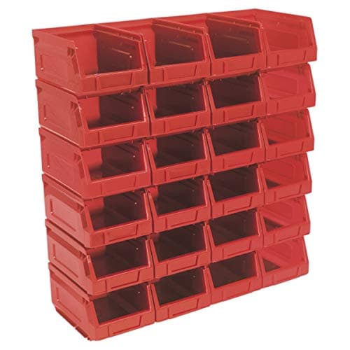 Image of Sealey Tps224R Plastic Storage Bin 105 X 165 X 83Mm - Red Pack Of 24