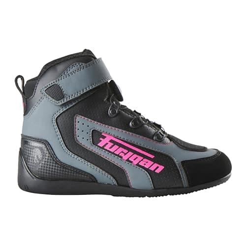 Image of Furygan Women's V4 Easy D3O Vented Lady Motorcycle Shoes, Reinforced Ankle Protection, Maximum Safety Comfort and Ventilation, Black/Pink, 41 EU, Black-pink, 8.5 UK