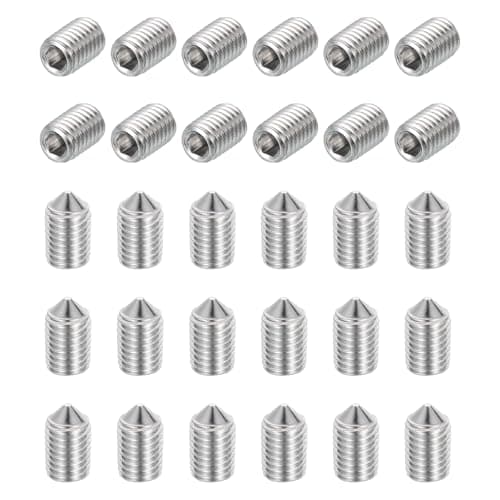Image of sourcing map 30 Pcs M12x16mm Cone Point Set Screws, 304 Stainless Steel Hex Socket Grub Screws for Bathroom Fixtures Repair Furniture DIY Project