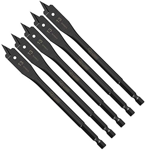 Image of 5 x SabreCut SCRIW13_5 13mm x 152mm Impact Rated Flat Wood Spade Bits for Softwood Hardwood Chipboard