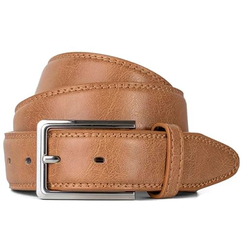 Image of Woodland Leathers Mens Belt Black Leather Lined Belts for Men Smart Casual Jeans Belt 1.25" for Everyday use (Tan Belt, Large (36"-39"))