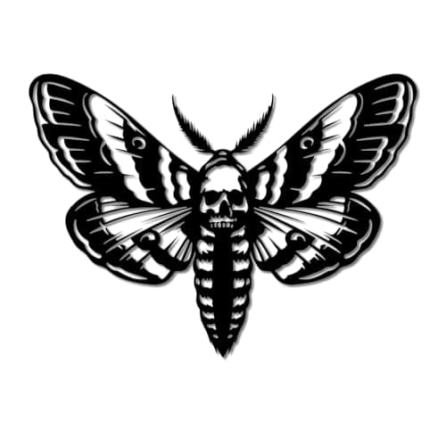 Image of Personalized Black Moth Metal Sign, Custom Gothic Wall Art Decor, Garden Plaque, Moth Name Sign, Home Room Decor, Indoor Outdoor Decor (Style-1)