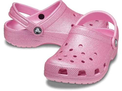 Image of Crocs Kids Clogs, Classic Glitter Clog T, Pink Tweed Glitter,7 UK Child