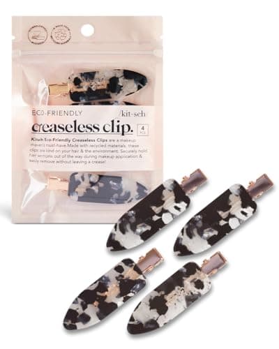 Image of Kitsch Creaseless Hair Clips for Women - No Crease, No Bend Hair Clips for Styling, Bangs, Makeup Application, Face Wash | Recycled Acrylic - Black Terrazzo 4pcs
