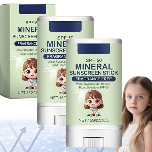 Image of Mineral Sunscreen Stick SPF 50 Broad Spectrum UVA/UVB Protection, Water Resistant Fragrance Free Non-Greasy Formula - for Sensitive Skin, Kids and Adults, Ideal for Daily Outdoor - 2 Pack