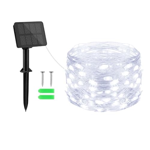 Image of Gcstnn Solar Lights Outdoor Garden, 5M 50 LED Solar Fairy Lights Copper Wire 8 Modes Waterproof String Lights for Yard,Christmas Tree,Garden,Bedroom,Gate Indoor/Outside Decorations(Cool White)