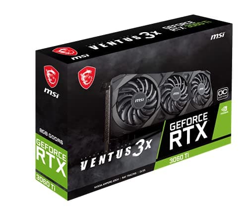 Image of MSI Gaming GeForce RTX 3060 Ti LHR 8GB GDRR6 256-Bit HDMI/DP Torx Fan 3 Ampere Architecture OC Graphics Card (RTX 3060 Ti Ventus 3X 8G OC LHR)