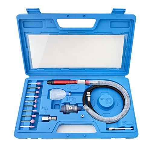 Image of Gunpla 17pcs Micro Air Die Grinder Kit Pneumatic Pencil Die Grinder 1/8 and 3/32 Inch Collet Capacity High Speed Grinding Lightweight Compact Tool Kit for Cleaning Cutting Polishing Welding, 58000 RPM
