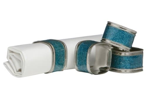Image of Premier Housewares 1403766 Square Glitter Napkin Rings - Turquoise, Set of 4, H4 x W3 x D4cm