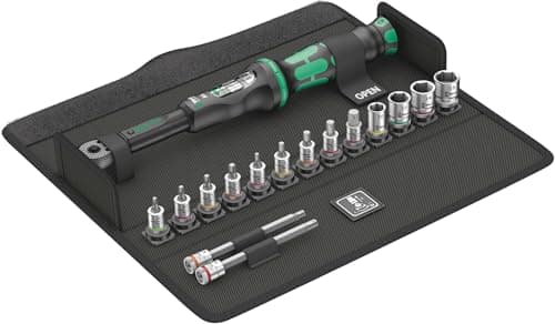 Image of Wera Bicycle Set Torque 1 Click-Torque adjustable wrench set, 1/4" square drive, 2.5-25Nm, 16pc, 05004180001, Black