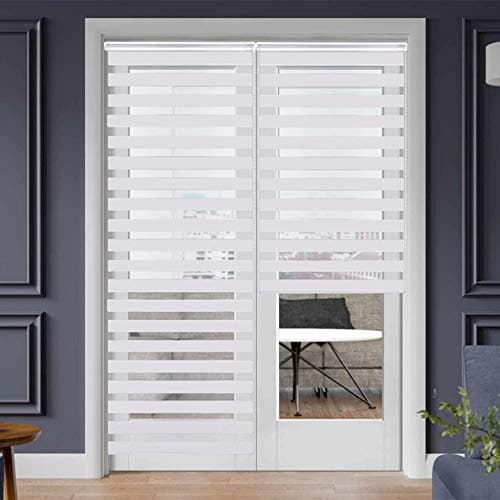 Image of SMONTER Easy Fix Zebra Roller Blind,Day and Night Blinds Curtains with Install Accessories (70CMx230CM, WHITE)