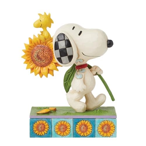 Image of Enesco Peanuts by Jim Shore Snoopy Woodstock Sunflower Figurine