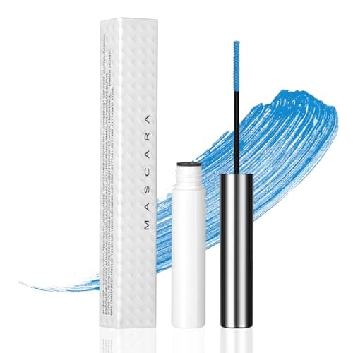 Image of Volume Color Mascara, Sky Blue Silk Fiber Eyelash Mascara with Soft Mascara Brush, No Clumping & No Smudging & No Flaking Curling, Long-Lasting Waterproof Eyelash Mascara with False Lash Effect