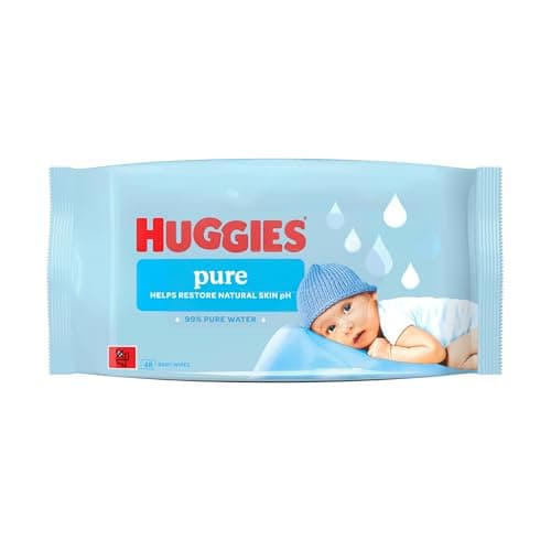 Image of Huggies Pure Plastic Free Baby Wipes - Single Pack (48 Wipes) – 99% Water Wet Wipes, Fragrance Free, Hypoallergenic, Better Cleaning, Soft and Gentle on Babies' Delicate Skin