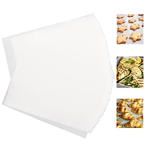Image of HaWare 200 Pcs Baking Paper Sheet, Precut Parchment Paper for Steaming Cooking Grilling, Healthy& Non-Stick, 40x30 cm, Greaseproof Baking Paper Fit Large Oven Tray for Bread/Meat/Pizza (White)