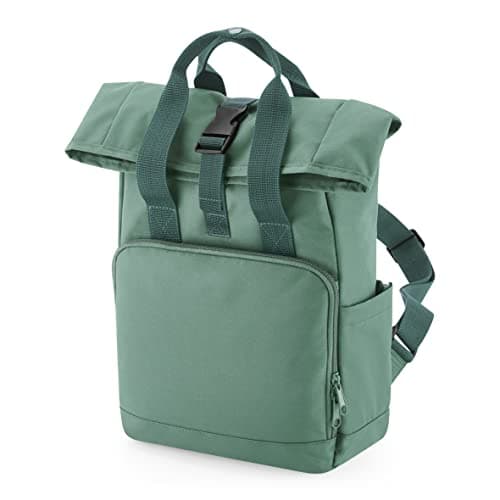 Image of BagBase BG118S Recycled Mini Twin Handle Roll-Top Backpack - Sage Green