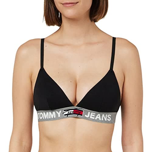 Image of Tommy Hilfiger Women's Triangle Bralette Unlined Uw0uw02721 Bra, Black (Black), M