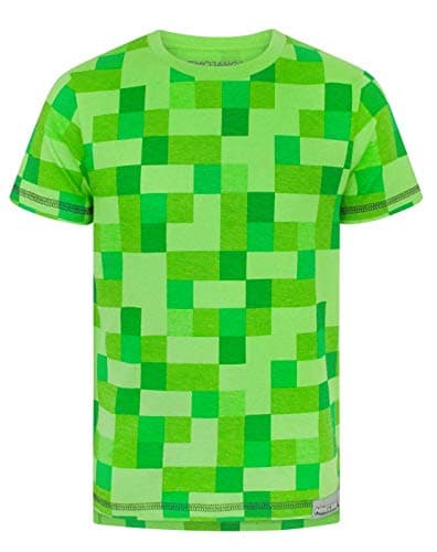 Image of Vanilla Underground Minecraft All Over Creeper Green Boy's Kids Children's T-Shirt Top