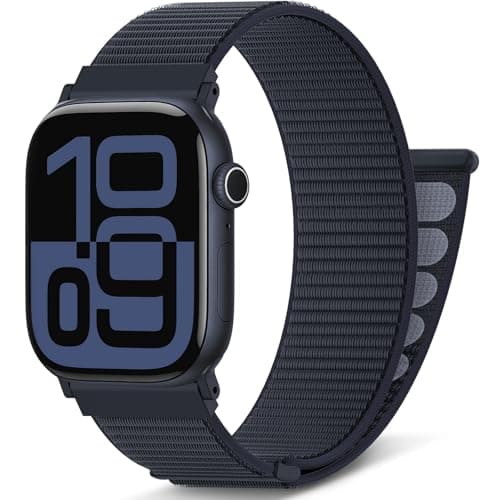 Image of DigiHero Nylon Sport Loop Compatible with Apple Watch Straps 46mm 44mm 42mm 40mm 45mm 41mm 49mm 38mm, for iWatch Series 11 10 9 8 7 6 5 4, SE Ultra 3 2 1, Ink, (S11/10 42mm)/40mm/41mm/38mm