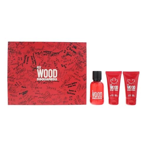 Image of Dsquared2 Red Wood 3 Piece Gift Set: Eau de Toilette 50ml - Shower Gel 50ml - Bo