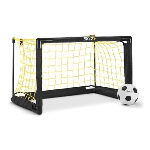 Image of SKLZ Pro Mini Soccer Goal Set, Authentic Shape for Indoor Fun, Includes Soft Foam Ball, Durable Construction, Easy Assembly, Goal Size 56 x 40 x 41 cm - Perfect for Kids and Family Playtime