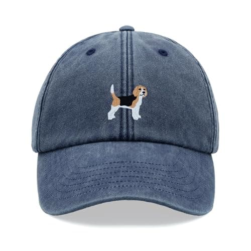 Image of Beagle Dog Baseball Cap Vintage Washed Unisex Dad Hat Adjustable Blue Denim