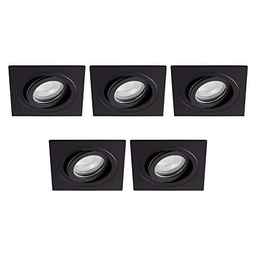Image of LITECRAFT Recessed Downlight Tiltable Square IP65 Rated Spotlight - (Matte Black, Pack of 5)